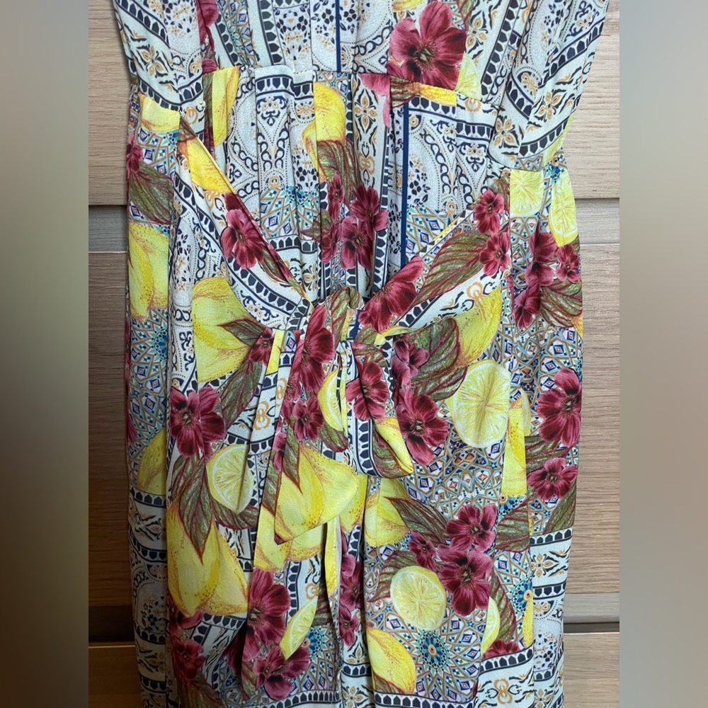 SHEIKE Lemon Print Tie Front Mini Dress - Size 8 - Picture 5 of 5